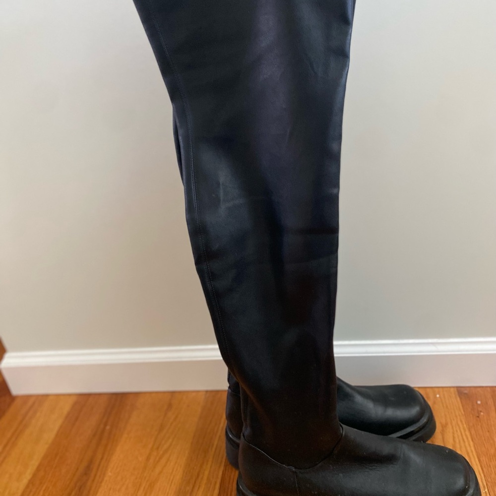 Black Knee-High Leather Boots